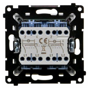 TW7/2L2.01/143 Łącznik krzyżowy podwójny z podświetleniem typu LED w kolorze białym 10A (osobne podświetlenie dla każdego klawisza) Aluminium Mat Simon 55 - Widok z tyłu)