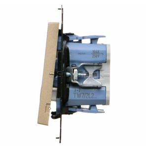 TW7/2L2.01/144 Łącznik krzyżowy podwójny z podświetleniem typu LED w kolorze białym 10A (osobne podświetlenie dla każdego klawisza) Szampański Mat Simon 55 - Widok z boku)