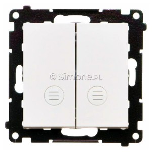 TW7/2L2.01/X/111 Łącznik krzyżowy podwójny bez piktogramów z podświetleniem typu LED w kolorze białym 10A (osobne podświetlenie dla każdego klawisza) Biały Mat Simon 55 - Widok z przodu