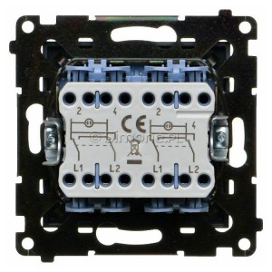 TW7/2L2.01/X/116 Łącznik krzyżowy podwójny bez piktogramów z podświetleniem typu LED w kolorze białym 10A (osobne podświetlenie dla każdego klawisza) Grafitowy Mat Simon 55 - Widok z tyłu)