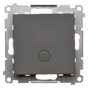 TW7L.01/116 Łącznik krzyżowy z podświetleniem typu LED w kolorze białym 10A Grafitowy Mat Simon 55 - Widok z przodu
